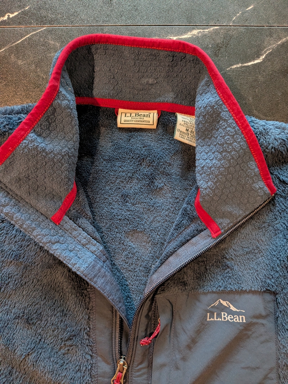 L.L. Bean Navy Fleece Jacket with Red Trim